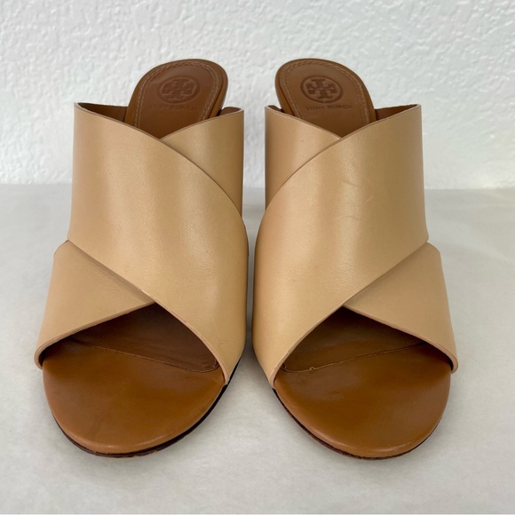 {Tory Burch} Color Cube Colorblock Wooden Wedge Mules, Size 9 - Picture 5 of 11